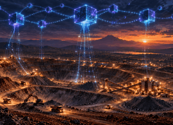 Sovereign Assets, Sovereign Chains: How Cosmos Architecture Could Transform Tanzania's Extractive Industries Cosmos ATOM blockchain network connected to Tanzania graphite mine — IBC mineral governance RWA tokenization illustration