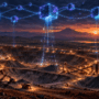 Cosmos ATOM blockchain network connected to Tanzania graphite mine — IBC mineral governance RWA tokenization illustration